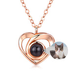 S925 Silver Romantic Photo Projection Necklace Heart Shaped Pendant Necklace