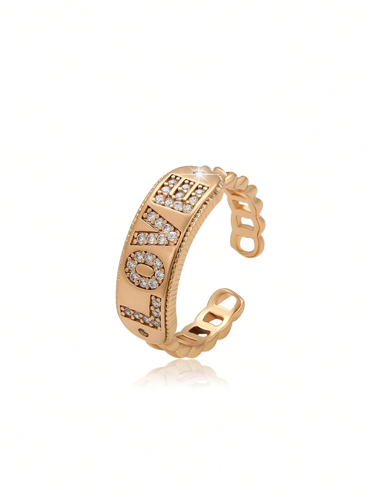 18K Gold Plated Chic Ladies Ring with Zircon Inset