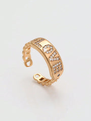 18K Gold Plated Chic Ladies Ring with Zircon Inset