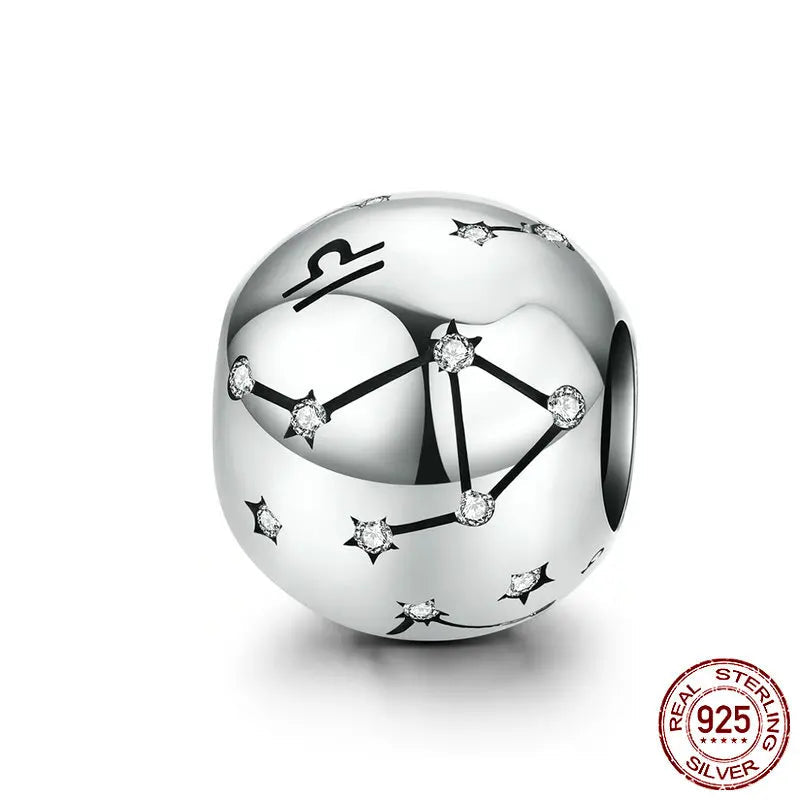 925 Sterling Silver Zodiac Charm with Sparkling Zircon