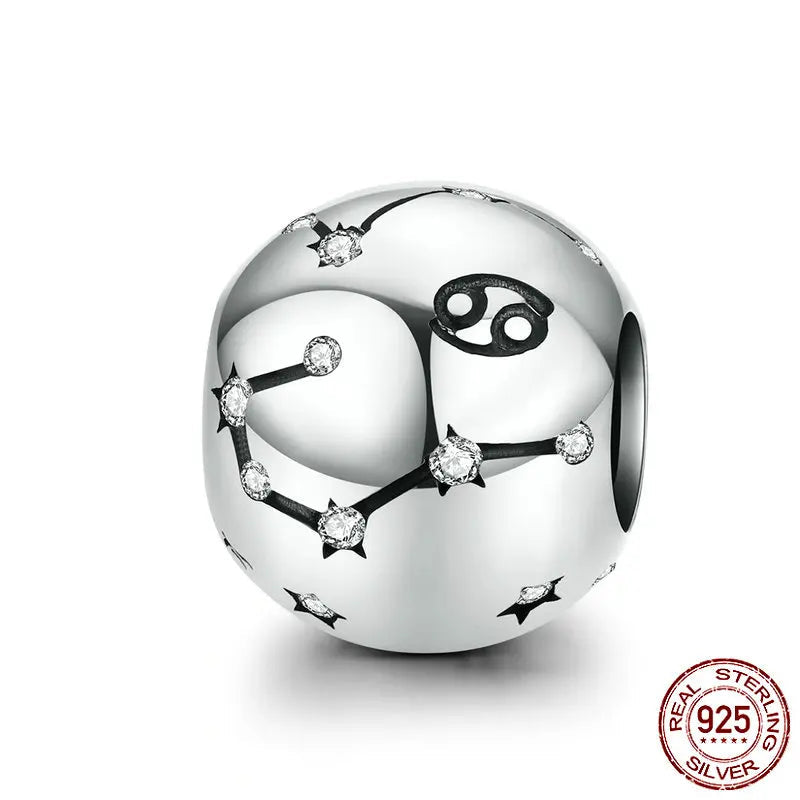 925 Sterling Silver Zodiac Charm with Sparkling Zircon