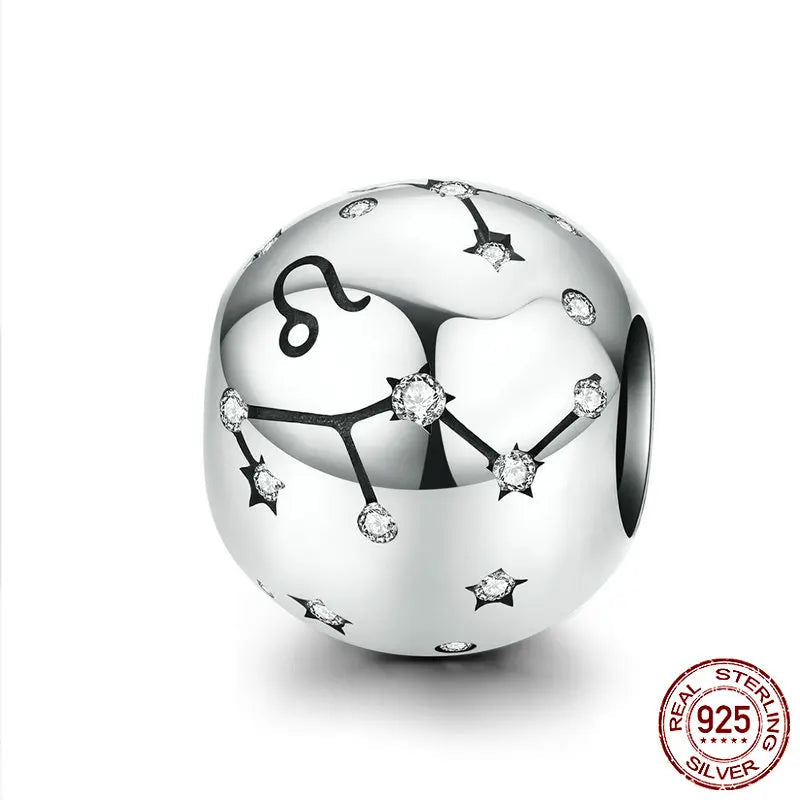 925 Sterling Silver Zodiac Charm with Sparkling Zircon