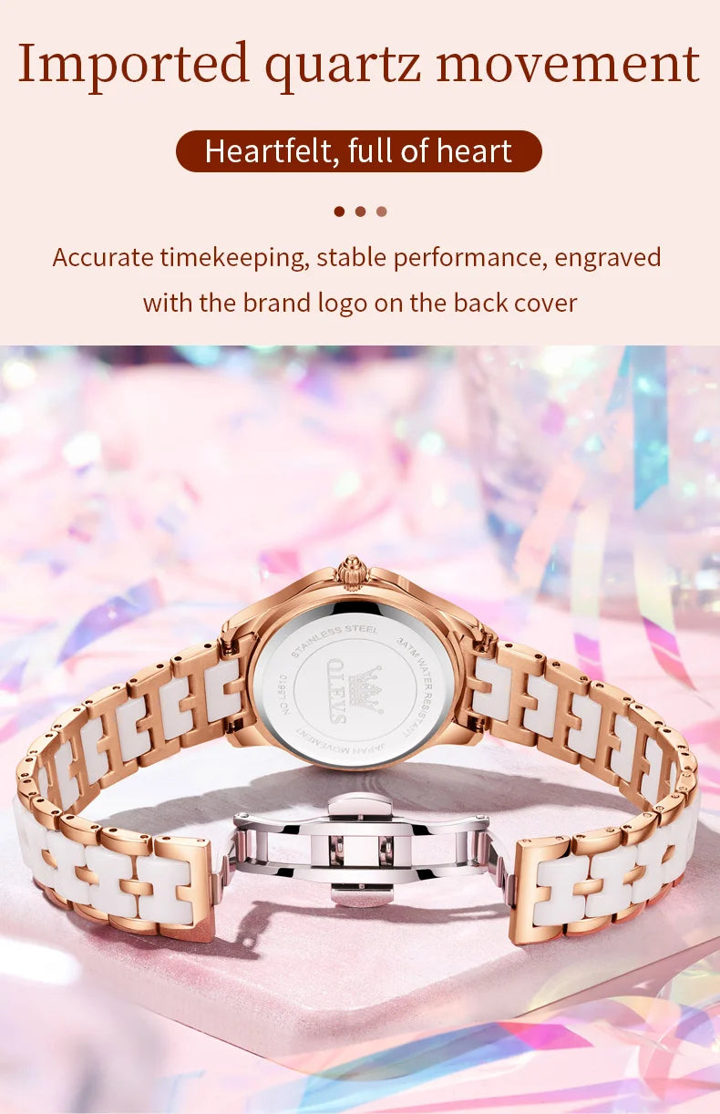 Luxury Women’s Ceramic Quartz Watch with Date