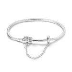 925 Silver Hamsa Hand Snake Chain Bracelet for Women