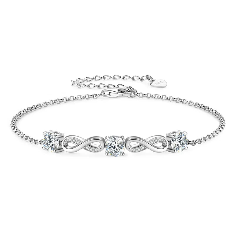 Infinity Moissanite Bracelet 18k Gold & S925 Silver