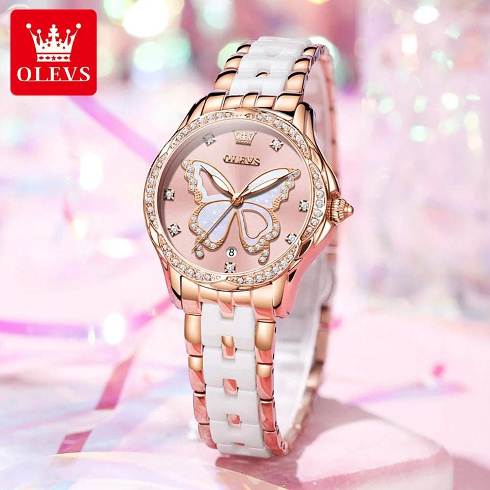 Luxury Women’s Ceramic Quartz Watch with Date