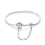 925 Silver Hamsa Hand Snake Chain Bracelet for Women