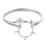 925 Silver Hamsa Hand Snake Chain Bracelet for Women