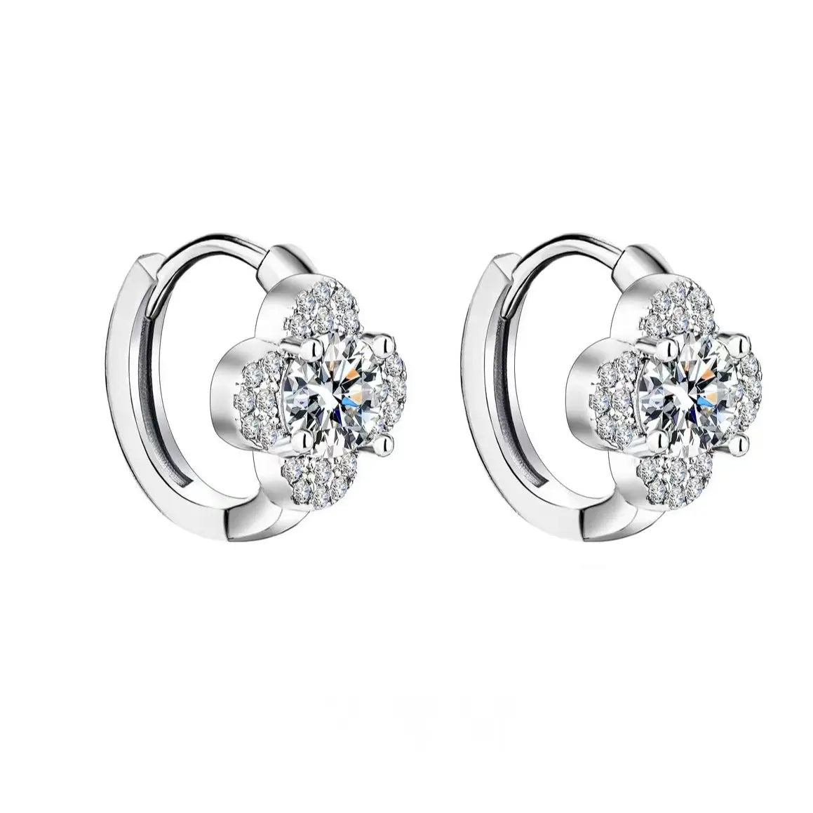 925 Silver Hoop Earrings with VVS1 Moissanite Stones