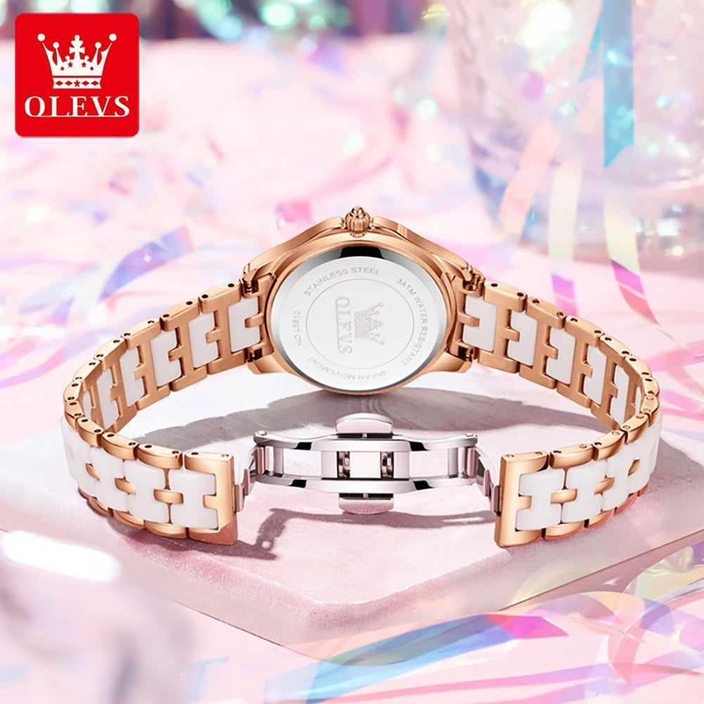 Luxury Women’s Ceramic Quartz Watch with Date