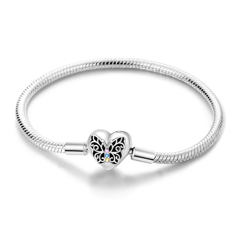 925 Silver Hamsa Hand Snake Chain Bracelet for Women