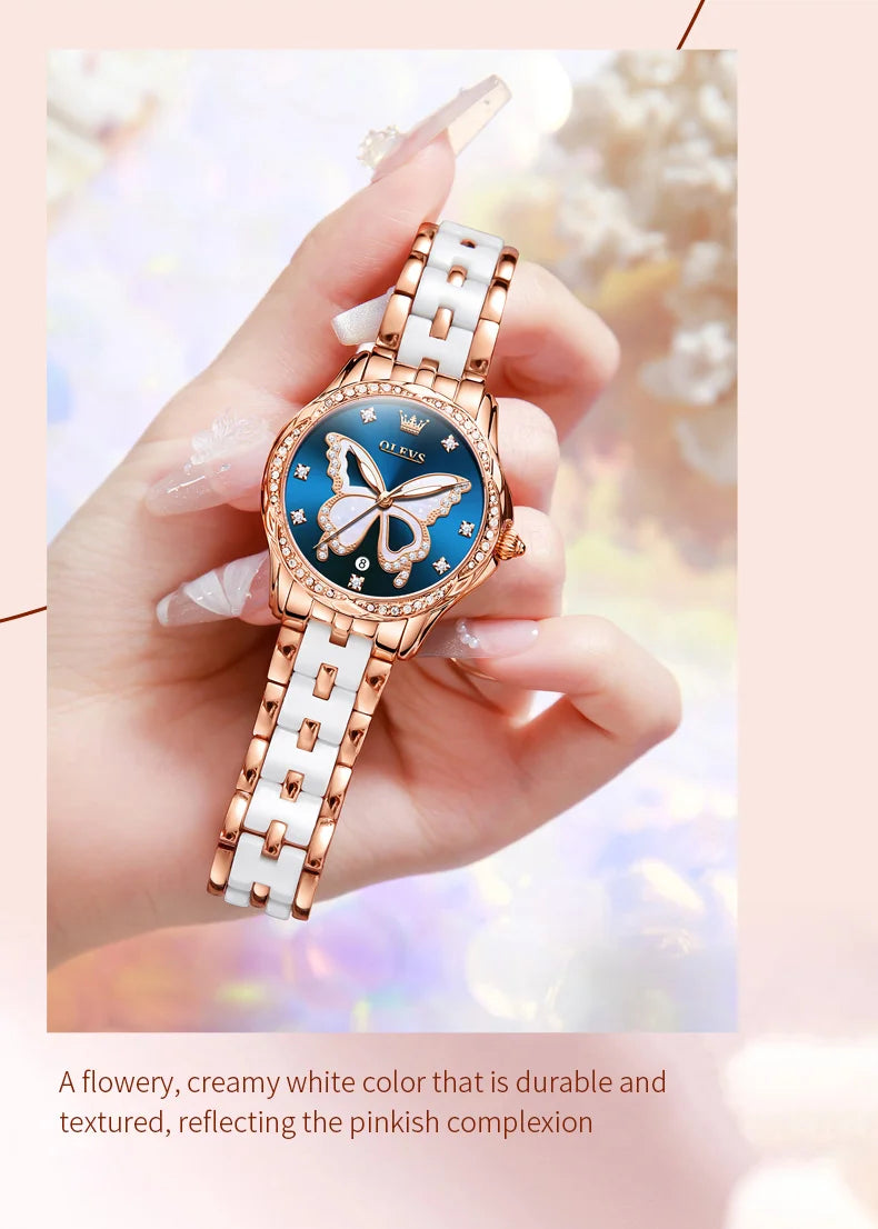 Luxury Women’s Ceramic Quartz Watch with Date